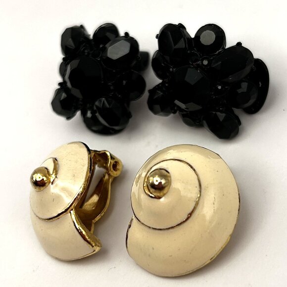 Vintage Kenneth Jay Lane Clip on Earring Bundle Signed Enamel Rhinestone - Picture 2 of 10